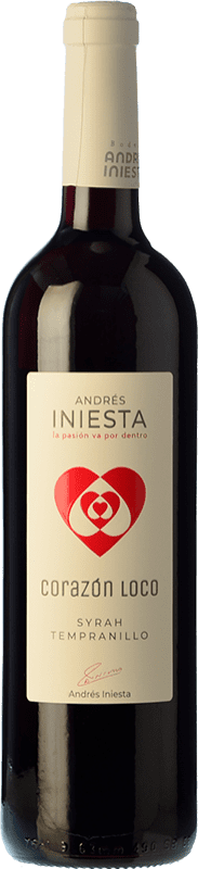 7,95 € Envio grátis | Vinho tinto Iniesta Corazón Loco Jovem I.G.P. Vino de la Tierra de Castilla Castela-Mancha Espanha Tempranillo, Graciano Garrafa 75 cl