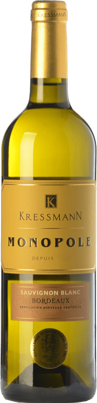 8,95 € Envío gratis | Vino Blanco Kressmann Monopole Crianza A.O.C. Bordeaux Burdeos Francia Sauvignon 75 cl