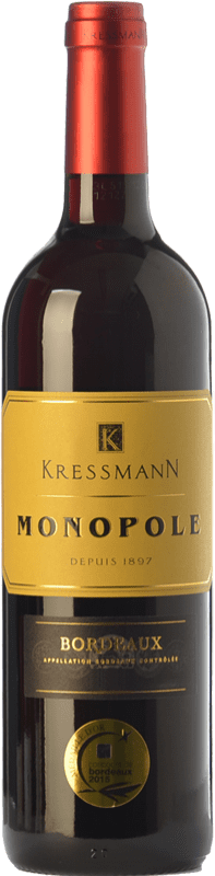 7,95 € Free Shipping | Red wine Kressmann Monopole Rouge Aged A.O.C. Bordeaux Supérieur Bordeaux France Merlot, Cabernet Sauvignon Bottle 75 cl
