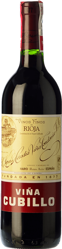 22,95 € Kostenloser Versand | Rotwein López de Heredia Viña Cubillo Crianza — Kurze Fassreifung D.O.Ca. Rioja La Rioja Spanien Tempranillo, Garnacha — Grenache, Graciano, Mazuelo Flasche 75 cl