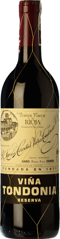 49,95 € Spedizione Gratuita | Vino rosso López de Heredia Viña Tondonia Riserva D.O.Ca. Rioja La Rioja Spagna Tempranillo, Grenache, Graciano, Mazuelo Bottiglia 75 cl