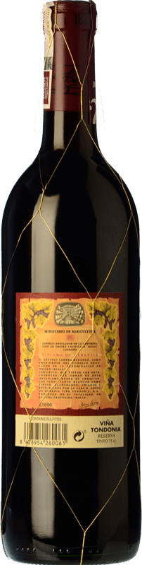 38,95 € Free Shipping | Red wine López de Heredia Viña Tondonia Reserva D.O.Ca. Rioja The Rioja Spain Tempranillo, Grenache, Graciano, Mazuelo Bottle 75 cl