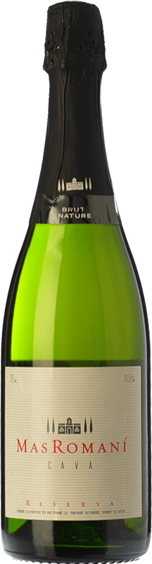 9,95 € Envio grátis | Espumante branco Mas Romaní Brut Nature Reserva D.O. Cava Catalunha Espanha Macabeo, Xarel·lo, Chardonnay, Parellada Garrafa 75 cl