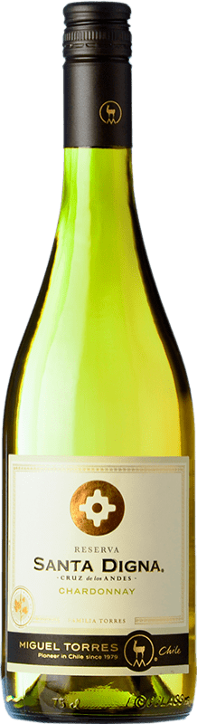 10,95 € 免费送货 | 白酒 Miguel Torres Santa Digna I.G. Valle Central 中央谷地 智利 Chardonnay 瓶子 75 cl