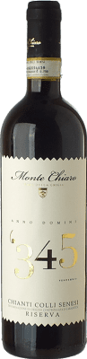 15,95 € Spedizione Gratuita | Vino rosso Monte Chiaro Anno Domini '345 Colli Senesi Riserva D.O.C.G. Chianti Toscana Italia Sangiovese Bottiglia 75 cl