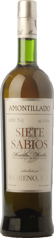 26,95 € Бесплатная доставка | Крепленое вино Moreno Amontillado Siete Sabios D.O. Montilla-Moriles Андалусия Испания Pedro Ximénez бутылка 75 cl