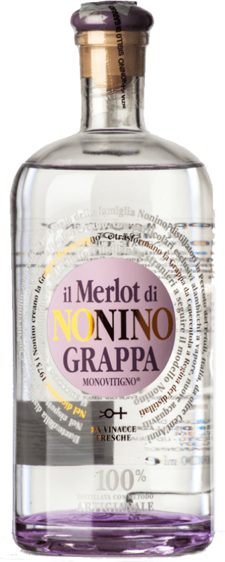 45,95 € Envio grátis | Aguardente Grappa Nonino Il Merlot I.G.T. Grappa Friulana Friuli-Venezia Giulia Itália Merlot Garrafa 70 cl