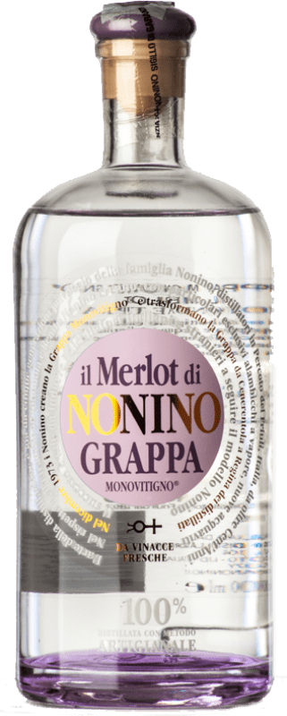 47,95 € Spedizione Gratuita | Grappa Nonino Il Merlot I.G.T. Grappa Friulana Friuli-Venezia Giulia Italia Merlot Bottiglia 70 cl