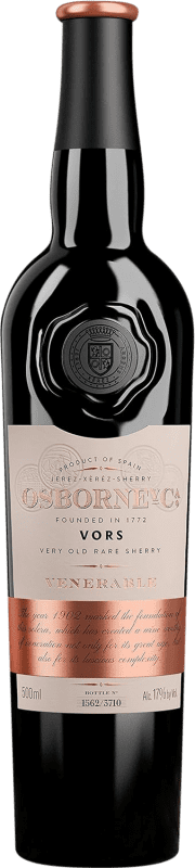 103,95 € 免费送货 | 甜葡萄酒 Osborne PX Venerable Dulce — 甜型 VORS Very Old Rare Sherry — 极其稀有陈年雪莉酒 D.O. Jerez-Xérès-Sherry 安达卢西亚 西班牙 Pedro Ximénez 中瓶装 50 cl