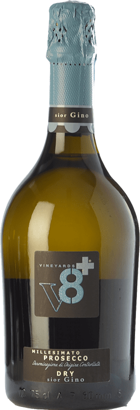 15,95 € Spedizione Gratuita | Spumante bianco Ottopiù V8+ Sior Gino Secco D.O.C. Prosecco Veneto Italia Glera Bottiglia 75 cl