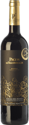 9,95 € 免费送货 | 红酒 Pagos de Valcerracín 橡木 D.O. Ribera del Duero 卡斯蒂利亚莱昂 西班牙 Tempranillo 瓶子 75 cl