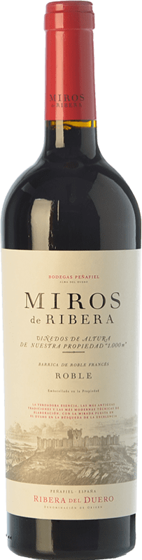 14,95 € 免费送货 | 红酒 Peñafiel Miros 橡木 D.O. Ribera del Duero 卡斯蒂利亚莱昂 西班牙 Tempranillo, Merlot, Cabernet Sauvignon 瓶子 75 cl