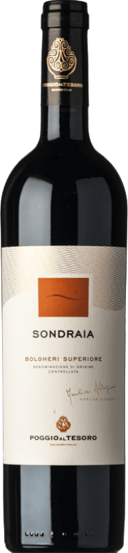 56,95 € Free Shipping | Red wine Poggio al Tesoro Sondraia D.O.C. Bolgheri Tuscany Italy Merlot, Cabernet Sauvignon, Cabernet Franc Bottle 75 cl