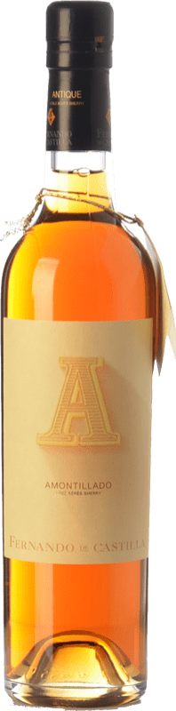 48,95 € 免费送货 | 强化酒 Fernando de Castilla Antique Amontillado D.O. Manzanilla-Sanlúcar de Barrameda 安达卢西亚 西班牙 Palomino Fino 瓶子 Medium 50 cl