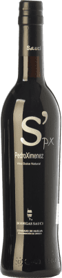 16,95 € Envio grátis | Vinho doce Sauci S' PX Jovem D.O. Condado de Huelva Andaluzia Espanha Pedro Ximénez Garrafa Medium 50 cl