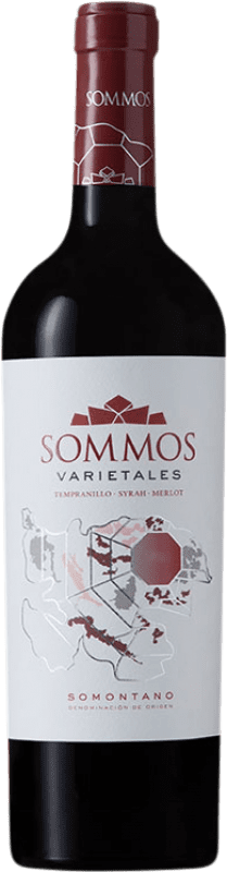 7,95 € Free Shipping | Red wine Sommos Varietales Aged D.O. Somontano Aragon Spain Tempranillo, Merlot, Syrah, Cabernet Sauvignon Bottle 75 cl