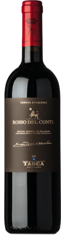 56,95 € Envio grátis | Vinho tinto Tasca Conti d'Almerita Rosso del Conte D.O.C. Contea di Sclafani Sicília Itália Nero d'Avola Garrafa 75 cl