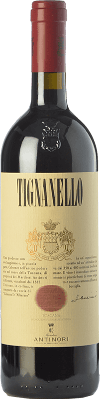 144,95 € 免费送货 | 红酒 Antinori Tignanello Marchesi Antinori I.G.T. Toscana 托斯卡纳 意大利 Cabernet Sauvignon, Sangiovese, Cabernet Franc 瓶子 75 cl