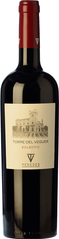 19,95 € Free Shipping | Red Wine Torre del Veguer Eclèctic Crianza — Aged D.O. Penedès Catalonia Spain Merlot, Cabernet Sauvignon, Petite Syrah Bottle 75 cl
