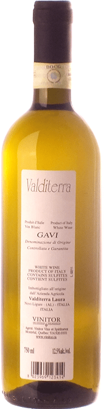 12,95 € Envío gratis | Vino blanco Valditerra D.O.C.G. Cortese di Gavi Piemonte Italia Cortese Botella 75 cl