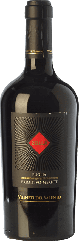 14,95 € 免费送货 | 红酒 Vigneti del Salento Zolla I.G.T. Puglia 普利亚大区 意大利 Merlot, Primitivo 瓶子 75 cl