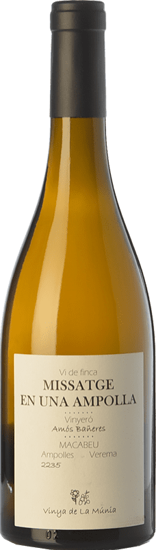 18,95 € Бесплатная доставка | Белое вино Vinya Oculta Amós Bañeres Missatge en una Ampolla D.O. Penedès Каталония Испания Macabeo бутылка 75 cl