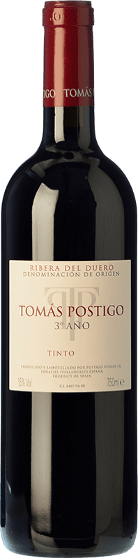 44,95 € Spedizione Gratuita | Vino Rosso Tomás Postigo Tercer 3º Año D.O. Ribera del Duero Castilla y León Spagna Tempranillo, Merlot, Cabernet Sauvignon 75 cl