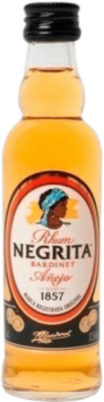 2,95 € Spedizione Gratuita | Rum Bardinet Negrita Añejo — Invecchiato Repubblica Dominicana Bottiglietta Mignon 5 cl