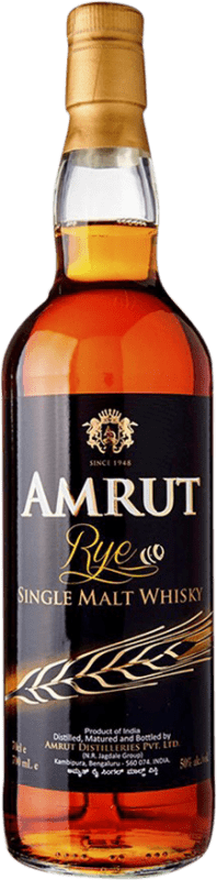 185,95 € Envio grátis | Whisky Single Malt Amrut Indian Amrut Rye Garrafa 70 cl