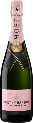 76,95 € Бесплатная доставка | Розовое игристое Moët & Chandon Rosé Impérial брют A.O.C. Champagne шампанское Франция Pinot Black, Chardonnay, Pinot Meunier бутылка 75 cl