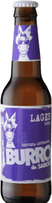 33,95 € Envío gratis | Caja de 24 unidades Cerveza La Sagra Burro de Sancho Lager Botellín Tercio 33 cl