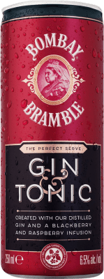 81,95 € 免费送货 | 盒装12个 饮料和搅拌机 Bombay Sapphire Gin & Tonic 英国 铝罐 25 cl