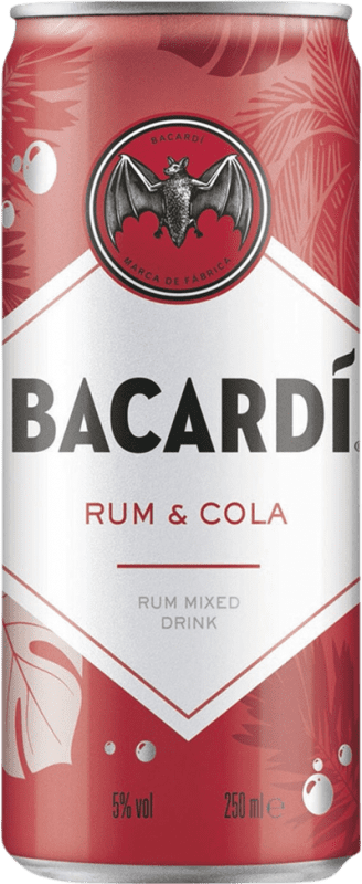 26,95 € 免费送货 | 盒装24个 调和剂 Mixer Bacardí 巴哈马 罐 25 cl Cola — 可乐, Rum — 朗姆酒
