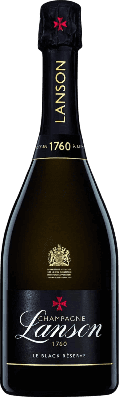 74,95 € Kostenloser Versand | Weißer Sekt Lanson Le Black Reserve A.O.C. Champagne Champagner Frankreich Pinot Schwarz, Chardonnay Flasche 75 cl