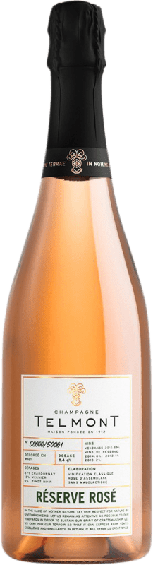 109,95 € Kostenloser Versand | Rosé Sekt Telmont Rosé Reserve A.O.C. Champagne Champagner Frankreich Spätburgunder, Chardonnay, Pinot Meunier Flasche 75 cl