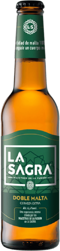 58,95 € Envio grátis | Caixa de 24 unidades Cerveja La Sagra Doble Malta Espanha Garrafa Terço 33 cl