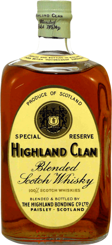 49,95 € Free Shipping | Whisky Blended Highland Bonding Clan Special Collector's Specimen 1970's Reserve United Kingdom Bottle 75 cl