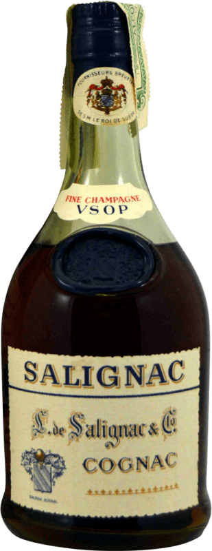 35,95 € Envio grátis | Cognac Conhaque Salignac V.S.O.P. Espécime de Colecionador década de 1960 A.O.C. Cognac Espanha Garrafa 75 cl