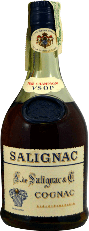 27,95 € Free Shipping | Cognac Salignac V.S.O.P. Collector's Specimen 1960's A.O.C. Cognac Spain Bottle 75 cl
