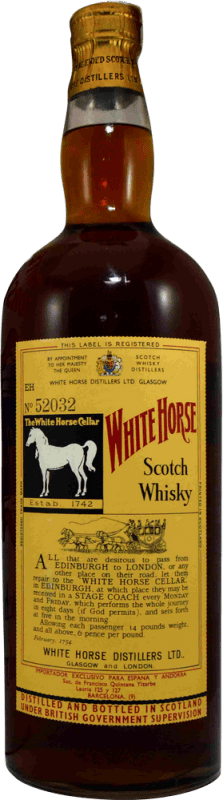 569,95 € Envio grátis | Whisky Blended White Horse Espécime de Colecionador década de 1970 Reino Unido Garrafa 75 cl