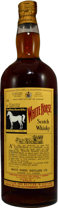 17,95 € Spedizione Gratuita | Whisky Blended White Horse Esemplare da Collezione anni '70 Regno Unito Bottiglia 75 cl