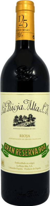 189,95 € Free Shipping | Red wine Rioja Alta 904 Collector's Specimen Reserve D.O.Ca. Rioja The Rioja Spain Bottle 75 cl