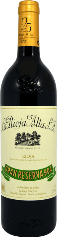 126,95 € 免费送货 | 红酒 Rioja Alta 904 收藏家标本 预订 D.O.Ca. Rioja 拉里奥哈 西班牙 瓶子 75 cl