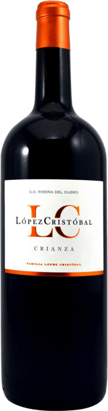 22,95 € 免费送货 | 红葡萄酒 López Cristóbal Crianza — 陈酿 D.O. Ribera del Duero 卡斯蒂利亚莱昂 西班牙 Tempranillo — 丹魄 大瓶 — Magnum 1,5 L