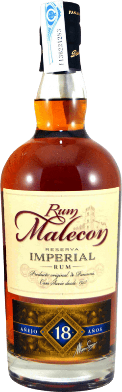 42,95 € Envío gratis | Ron Bodegas de América Malecon Imperial Reserva Panamá 18 Años 70 cl