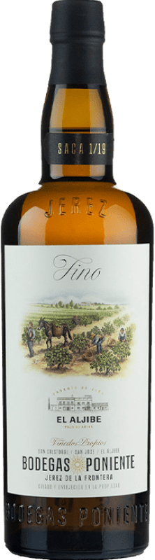47,95 € Free Shipping | Fortified wine Poniente Fino Saca 1/18 D.O. Jerez-Xérès-Sherry Andalusia Spain Palomino Fino Bottle 75 cl