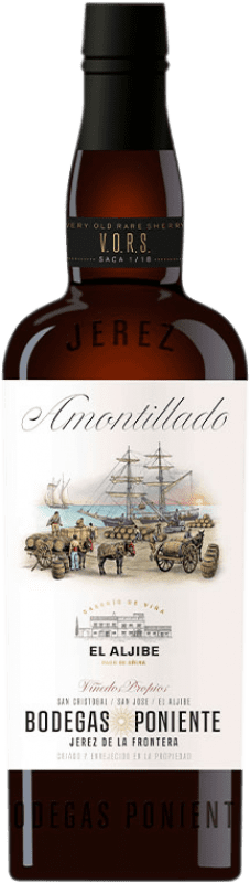 107,95 € 免费送货 | 强化酒 Poniente V.O.R.S. Amontillado Saca 1/18 D.O. Jerez-Xérès-Sherry 安达卢西亚 西班牙 Palomino Fino 瓶子 75 cl