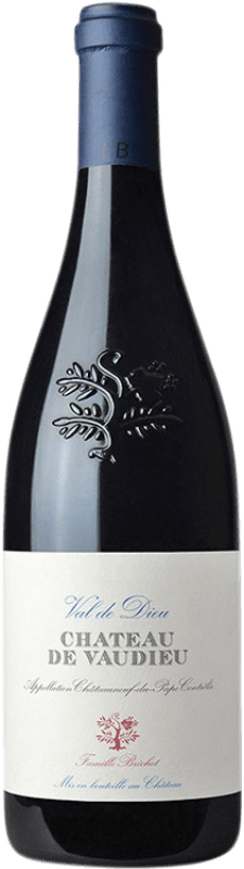 82,95 € Envío gratis | Vino tinto Château de Vaudieu Val de Dieu A.O.C. Châteauneuf-du-Pape Provence Francia Syrah, Garnacha, Monastrell Botella 75 cl