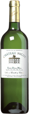 8,95 € Envio grátis | Vinho branco Château Nicot A.O.C. Entre-deux-Mers França Sauvignon Branca, Sémillon, Muscadelle Garrafa 75 cl