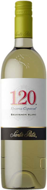 12,95 € 免费送货 | 白酒 Santa Rita 120 Especial 预订 I.G. Valle Central 中央谷地 智利 Sauvignon White 瓶子 75 cl